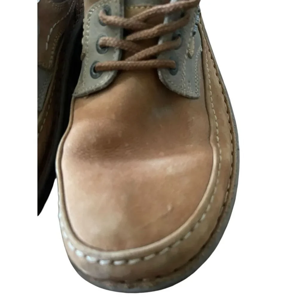 Walker Flex Mens Brown Lace Up Boat Shoe Leather Loafers Size 46